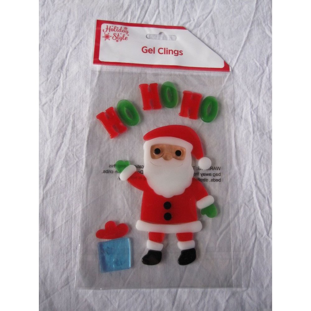 NEW Christmas Santa Claus Ho Ho Ho‎ Present window Gel Clings 29 pcs Decorations